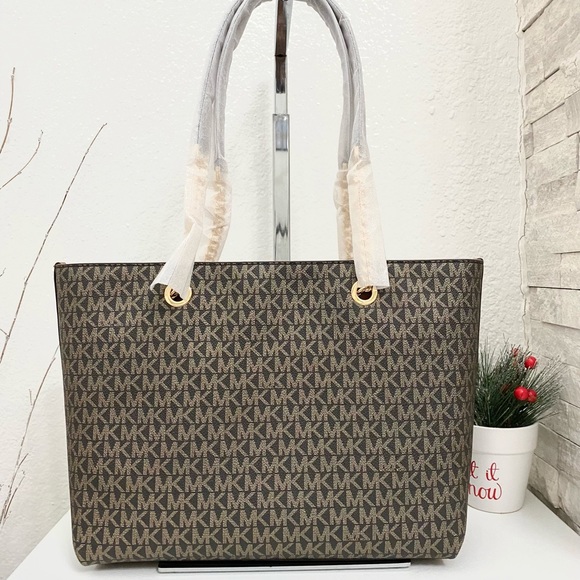 Michael Kors Jet Set Metallic Logo Chain Tote Bag - Picture 3 of 8